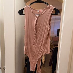 Bayse Blush Sleeveless Button-Up Bodysuit